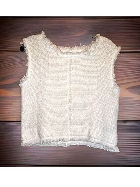 Sleeveless Cream Textured Cropped Top